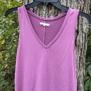 Maurices Purple V-Neck Tank Top Rounded Hem Small S Modal/Polyester Blend